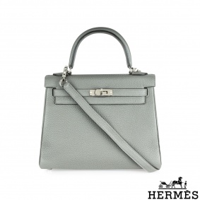 Herms Kelly 25cm Gris Meyer Veau Togo PHW